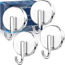 Chrome Suction Cup Shower Hooks for Glass, Tile, and Metal 4 Pack