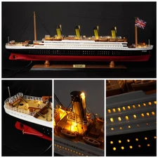 RMS Titanic Wooden Ship Model With Lights 23" - RMS Titanic Model Ship