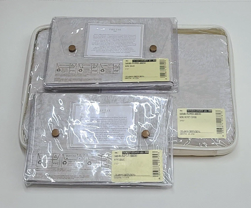 Juego de edredón Frette Sahara Flower Arredo King Celadon verde/rena algodón satén Foto 3 de 4