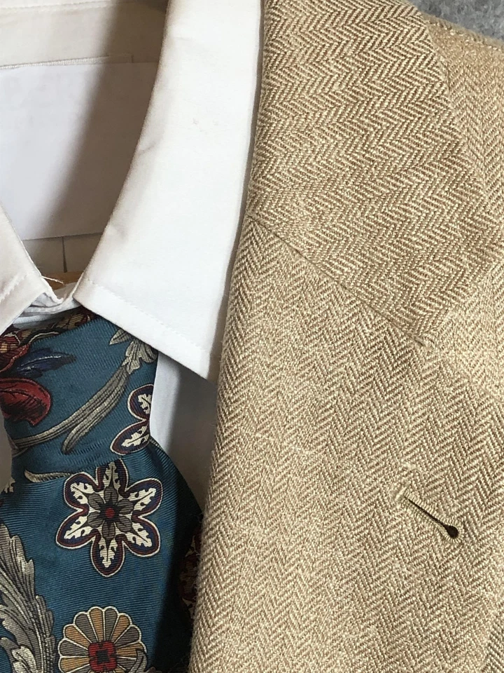 Brooks Brothers Madison Blazer мужской 43R желтовато-коричневый шелк льняная шерсть Италия ткань - Изображение 2 из 4