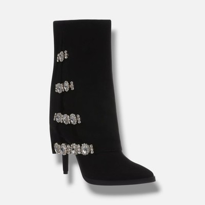 Thalia Sodi Women's Black Nami Embellished Dress Boots Shoes Size 5.5M
