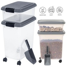 Airtight Pet Food Storage Container for Dog Cat Food 30L 11L W/ Measuring Scoop