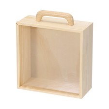 Wooden Display Case for Collectibles with Acrylic Handle 7.7"x7.7"x3.3"