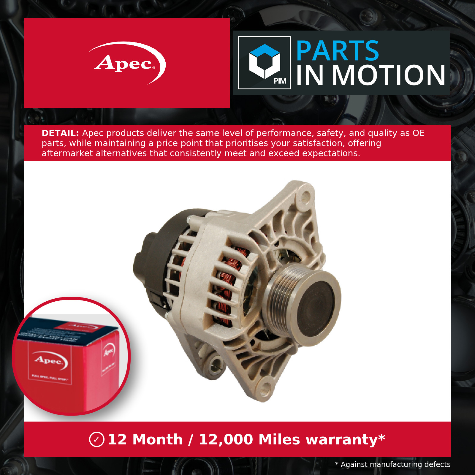 Alternator fits FIAT DOBLO 1.9D 2001 on 46544329 46765838 46782212 46782213 Apec