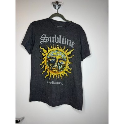 Sublime ''Long Beach CA'' Grey Band T Shirt Sun Graphic Short Sleeve Grunge Tee