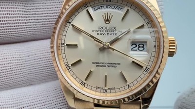 1989 Vintage Rolex 18238 Day-Date President 36mm 18K Yellow Gold