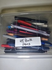 LOT OF 45 PENS BULK INK PENS UNBRANDED VARIOUS COLORS