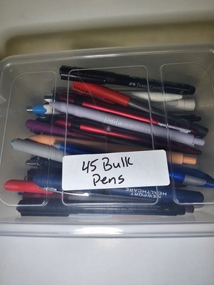 LOT OF 45 PENS BULK INK PENS UNBRANDED VARIOUS COLORS 
