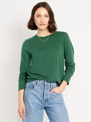 NWT Old Navy EveryWear Crewneck Long-Sleeve T-Shirt Tee Shirt Green Women M L XL