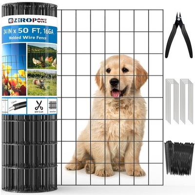 Black PVC Coated Welded Wire Fence 24 Inch x 50 Foot, 2 x 3 Inch 16GA Garden ...