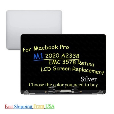 for MacBook Pro M1 2020 A2338 EMC 3578 LCD Full Screen Display Assembly Silver