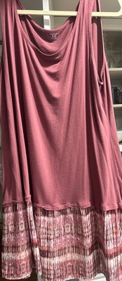 Lori Goldstein LOGO Tank With Pattern Hem Cotton Xl Mauve