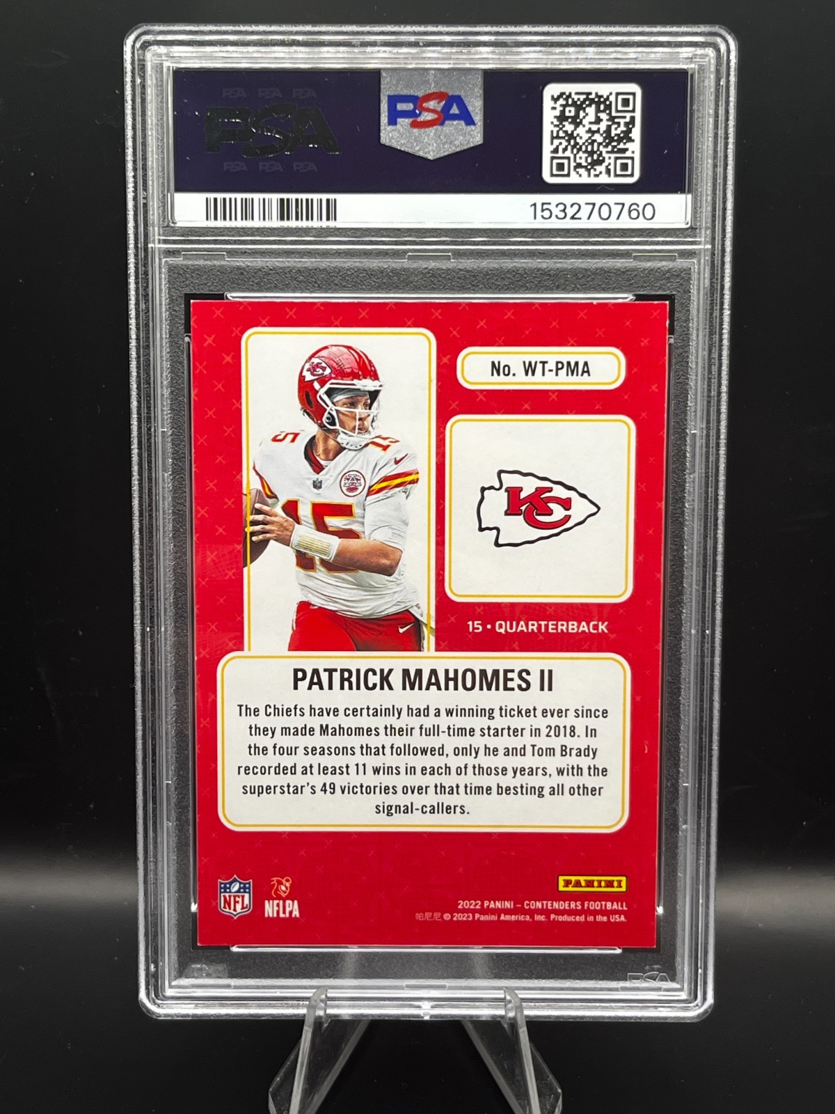 2022 Contenders Win. Ticket Patrick Mahomes Silver PSA 7 #15/99 Jersey Number  view 3