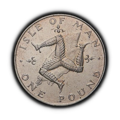 ISLE OF MAN. 1980, 1 Pound - Triskelion Legs, Map, Fleur-de-Lis Pobjoy 1 AA aUNC