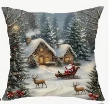 SANTA CLAUS Old World Vintage Christmas Throw Pillow Cover Holiday Home Decor