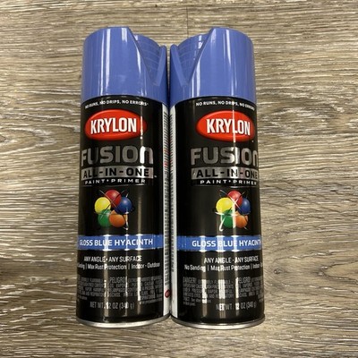 Krylon Fusion All-In-One Spray Primer Paint Gloss Blue Hyacinth Indoor Outdoor