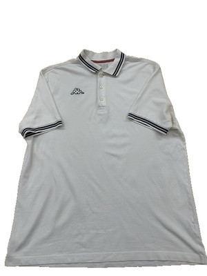 Kappa Polo Shirt Mens XL White Cotton Short Sleeve Button Up
