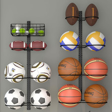 8 Tier Detachable Wall Mounted Basketball Rack, Vertical/Horizontal Football Hol