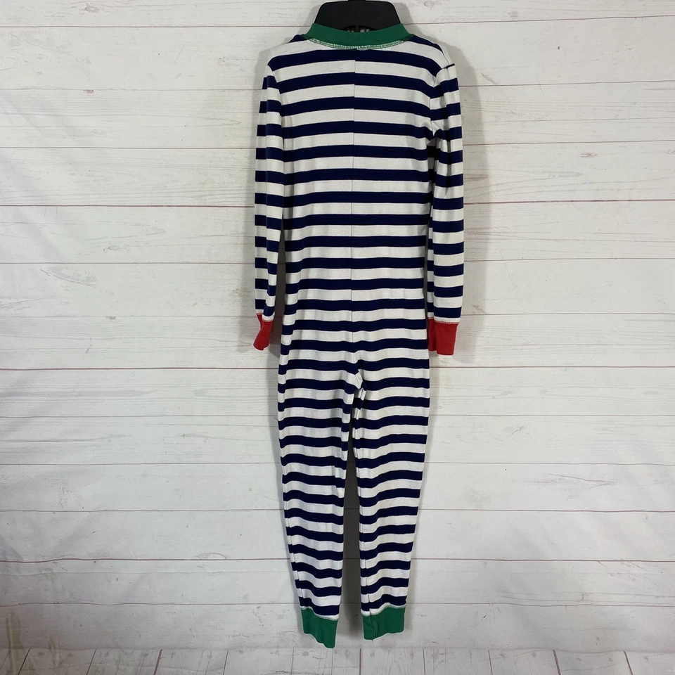 Pijama Mini Boden Niños Una Pieza Rayas Talla 9Y Azul/Blanco Botón Frontal Algodón Foto 3 de 4