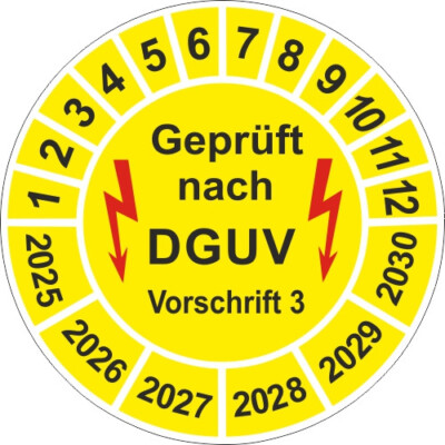 Prüfplaketten DGUV V3 UVV Plaketten  Prüfung BGV 5065a 2025