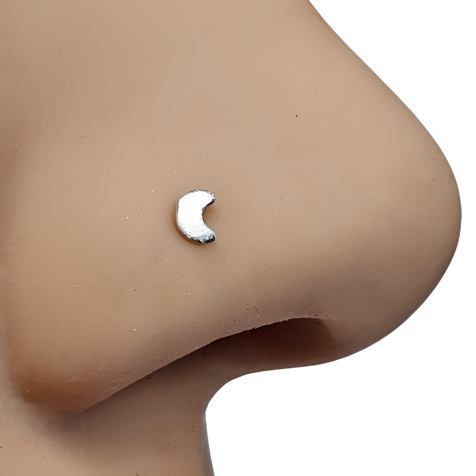 Moon Nose Stud Crescent Moon 22g (0.6mm) 925 Sterling Silver Ball Ended Stud