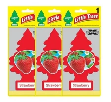 Little Trees X-tra Strength Strawberry Large Air Freshener 3 pack