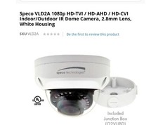 SPECO VLD2A Security Color Camera W/2MP 2.8mm HD-TVI/AHD/CVI Analog IR LED NEW 