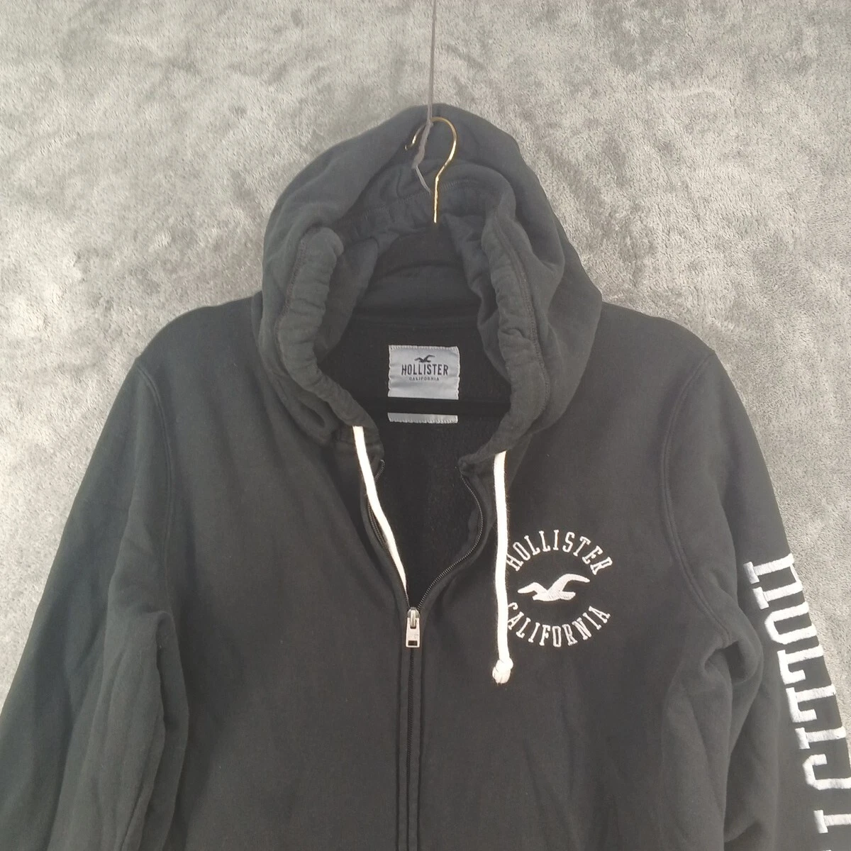 Hollister black zip hoodie cheap
