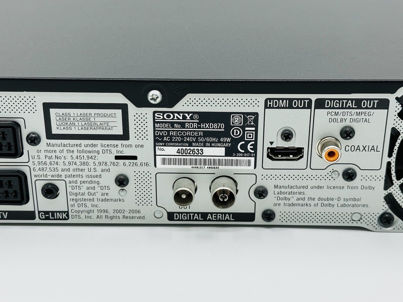 Sony RDRHXD870 160GB HDD & DVD Recorder with DVB Freeview Digital TV