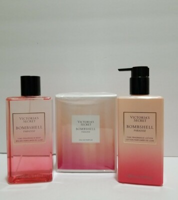 3 PCS SET VICTORIA'S SECRET BOMBSHELL PARADISE EAU DE PARFUM SPRAY MIST & LOTION