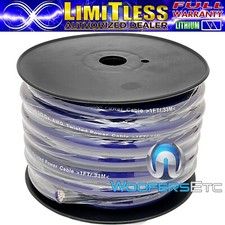 LIMITLESS LITHIUM 0 GAUGE CCA BLUE POWER WIRE 50' BATTERY AMPLIFIER CABLE SPOOL