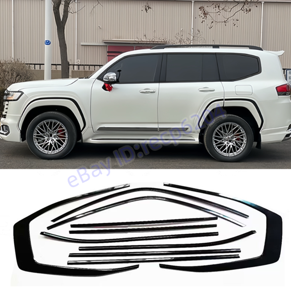 Gloss Black Steel Car Window Sill Molding Strip For Land Cruiser LC300 2022-2024