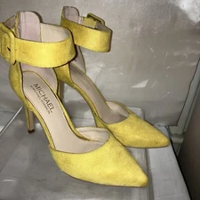 MICHAEL SHANNON Womens size 7 1/2  Ravenna Yellow Suede Ankle Strap Heels