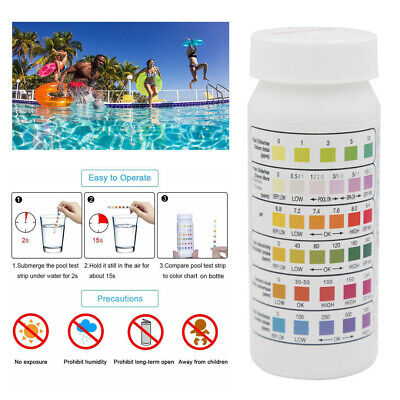 50x Wassertester PH-Teststreifen Alkalinität Brom Chlor-Schwimmbad Pool  5 in*K 
