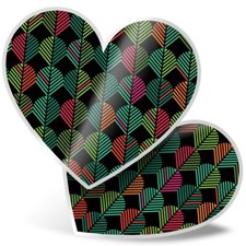 2 x Heart Stickers 15 cm - Abstract Leaf Pattern Art #2028