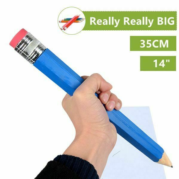 Real Giant ! 35cm 14inch Wooden Pencil Gag Gift Novelty School Supply Kids Gift