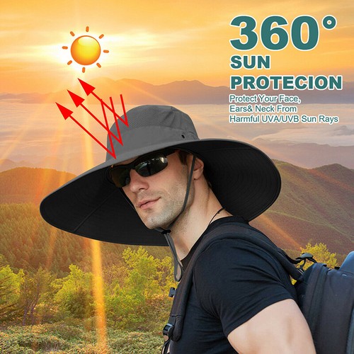 Wide Brim Bucket Hats for Hiking Fishing Riding Sun Protection 50+UPF Boonie Hat - Picture 3 of 18