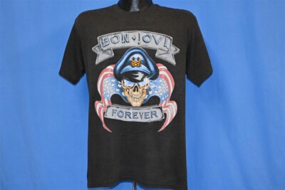 vintage 80s BON JOVI FOREVER BROTHERHOOD TOUR 1989 USA FLAG SKULL