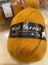 6 100gm Balls of 95 WOOL YARN DARK YELLOW COLOR WORSTED 3 Weight