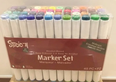 Studio 71 Alcohol Ink 48 Markers Set- Dual Tip (Chisel & Brush) MSRP $80 + Gift