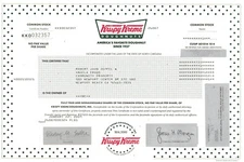 Krispy Kreme Doughnuts stock certificate