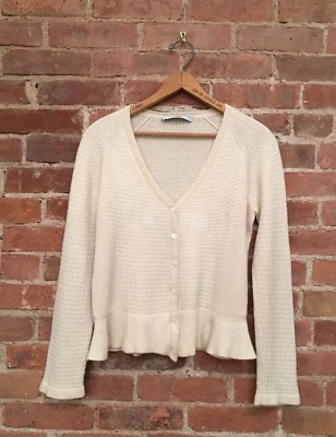 Carolina Herrera Women's Sweater Sz Large, Ivory 100% Cashmere