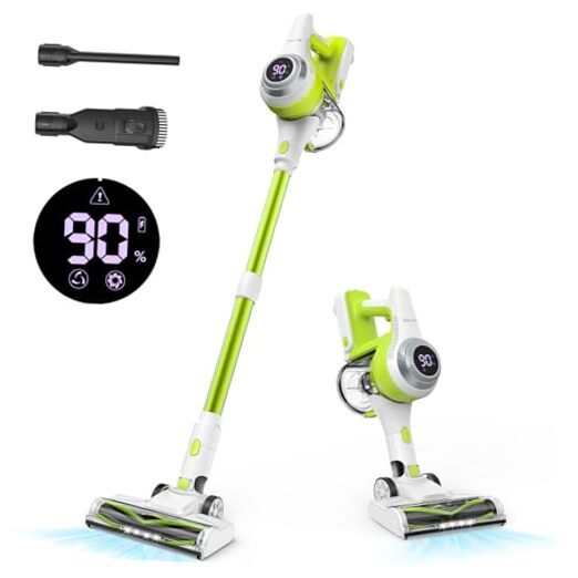Cordless Vacuum Cleaner, 28Kpa Lightweight Stick Vacuum with Self Green