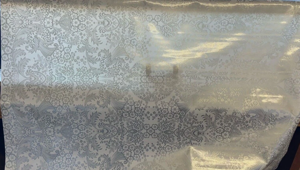 Oilcloth Fabric Paradise Lace Silver Pattern Sold in Yard or Bolt - Image 2 of 2