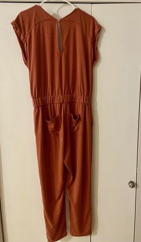 Lou & Grey Loft Short Sleeved Sandwash Rust Women’s Jumpsuit Size M - Picture 2 of 3