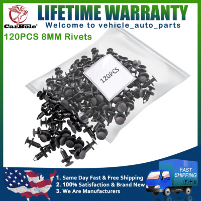 120PCS 8mm Bumper Clips Retainer Auto Car Plastic Rivets Fastener Fender Push US