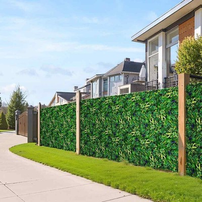2x20 in. Artificial Grass Wall Panels 3D Boxwood Hedge Decor 12-Piece Green Set