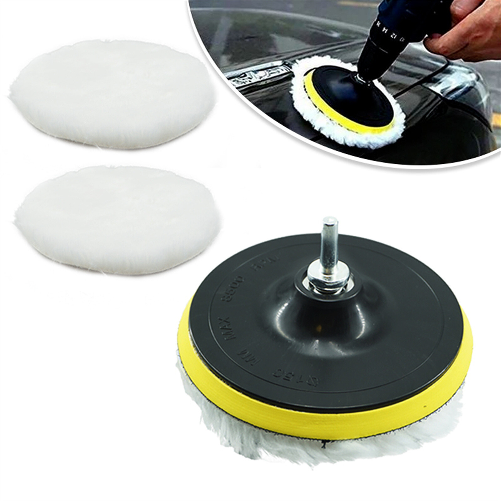125mm Wool Polishing Pad 5'' Sheepskin Buffing Pads Hook and Loop Back Cutting eBay