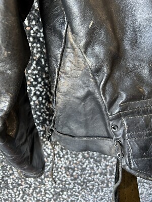 Vintage Cal Leather Jacket Horse Hide CHP 60s Black Motorcycle