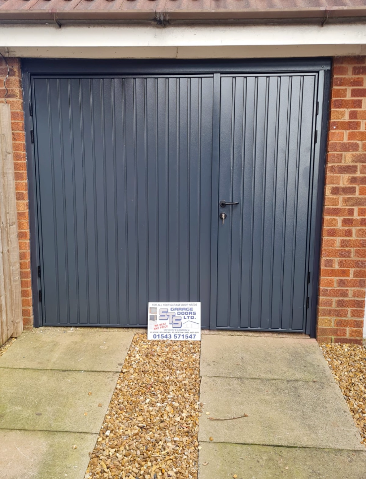 SMALL VERTICAL RIB SIDE HINGE GARAGE DOOR IN ANTHRACITE | eBay UK